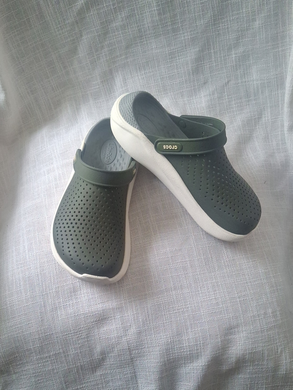 CROCS Olive Green Clog with White Sole M-5 W-7